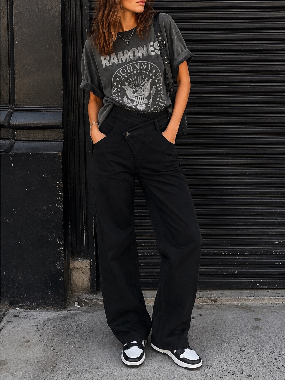 AWET New York Size 28 Black Asymmetrical Waist Jeans High Rise 100% Cotton Y2K